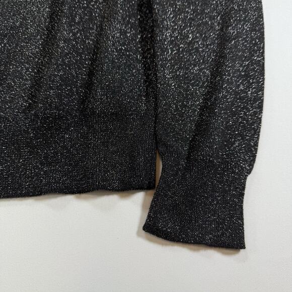 Ann Taylor NWT Metallic Shimmer Holiday Festive Button Cardigan - Black Wms M - Picture 4 of 12